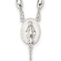 Sterling Silver Polished Beaded Rosary Necklace, 18" view 3