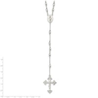 Sterling Silver Polished Beaded Rosary Necklace, 18" view 2