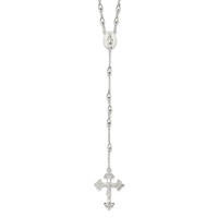 Sterling Silver Polished Beaded Rosary Necklace, 18" view 1