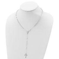 Sterling Silver Polished Beaded 18 Inch Rosary Necklace view 4