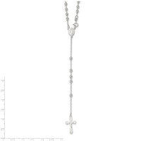 Sterling Silver Polished Beaded 18 Inch Rosary Necklace view 2