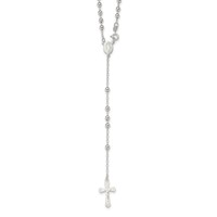 Sterling Silver Polished Beaded 18 Inch Rosary Necklace view 1