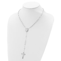 Sterling Silver Polished Beaded Rosary Necklace, 18" view 4