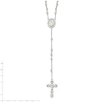 Sterling Silver Polished Beaded Rosary Necklace, 18" view 2