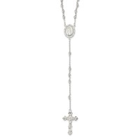 Sterling Silver Polished Beaded Rosary Necklace, 18" view 1