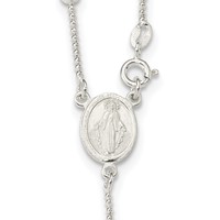 Sterling Silver Polished Beaded Rosary Necklace, 21" view 3