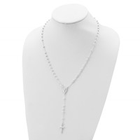 Sterling Silver Polished Beaded Rosary Necklace, 21" view 4