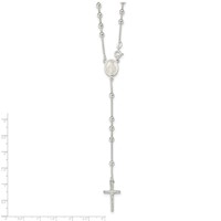 Sterling Silver Polished Beaded Rosary Necklace, 21" view 2