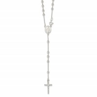Sterling Silver Polished Beaded Rosary Necklace, 21" view 1