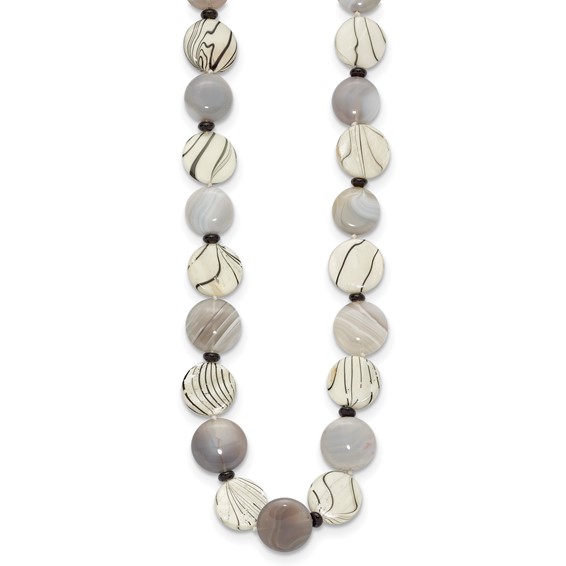 Sterling Silver Black and Grey Agate/MOP/Sardonyx Necklace