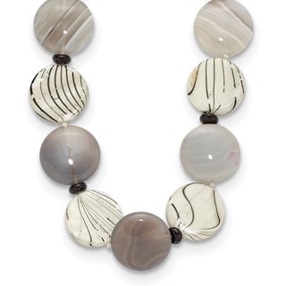 Sterling Silver Black and Grey Agate/MOP/Sardonyx Necklace