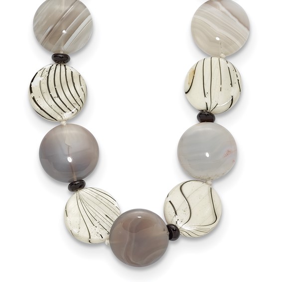 Sterling Silver Black and Grey Agate/MOP/Sardonyx Necklace