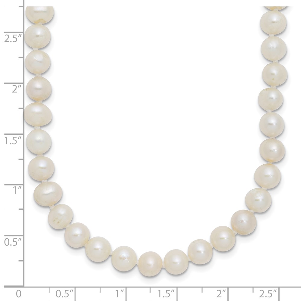 Sterling Silver Rhodium-plated 6-7mm White Near-Round Freshwater Cultured Pearl 18 inch Necklace (QH4726-18)