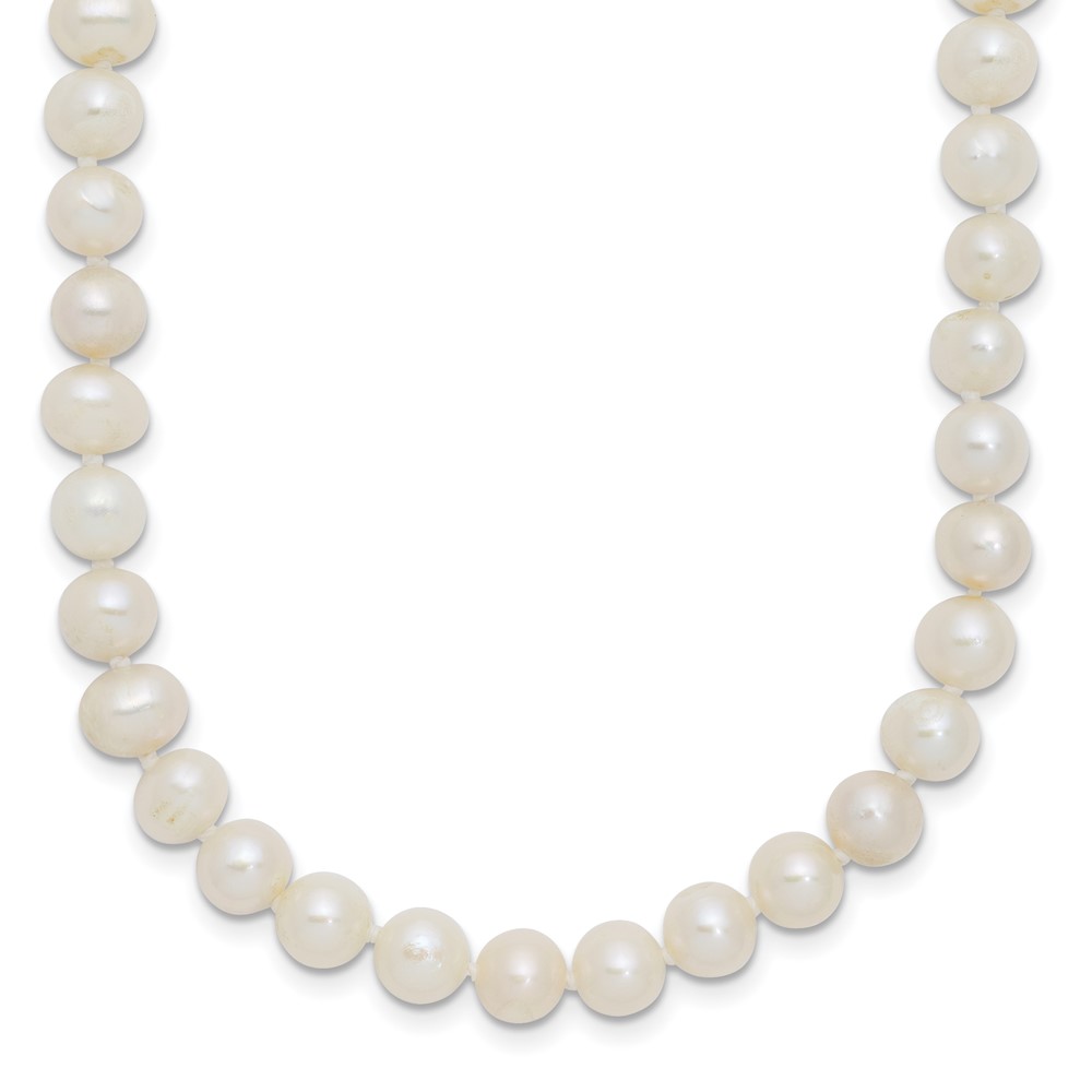 Sterling Silver Rhodium-plated 6-7mm White Near-Round Freshwater Cultured Pearl 20 inch Necklace (QH4726-20)