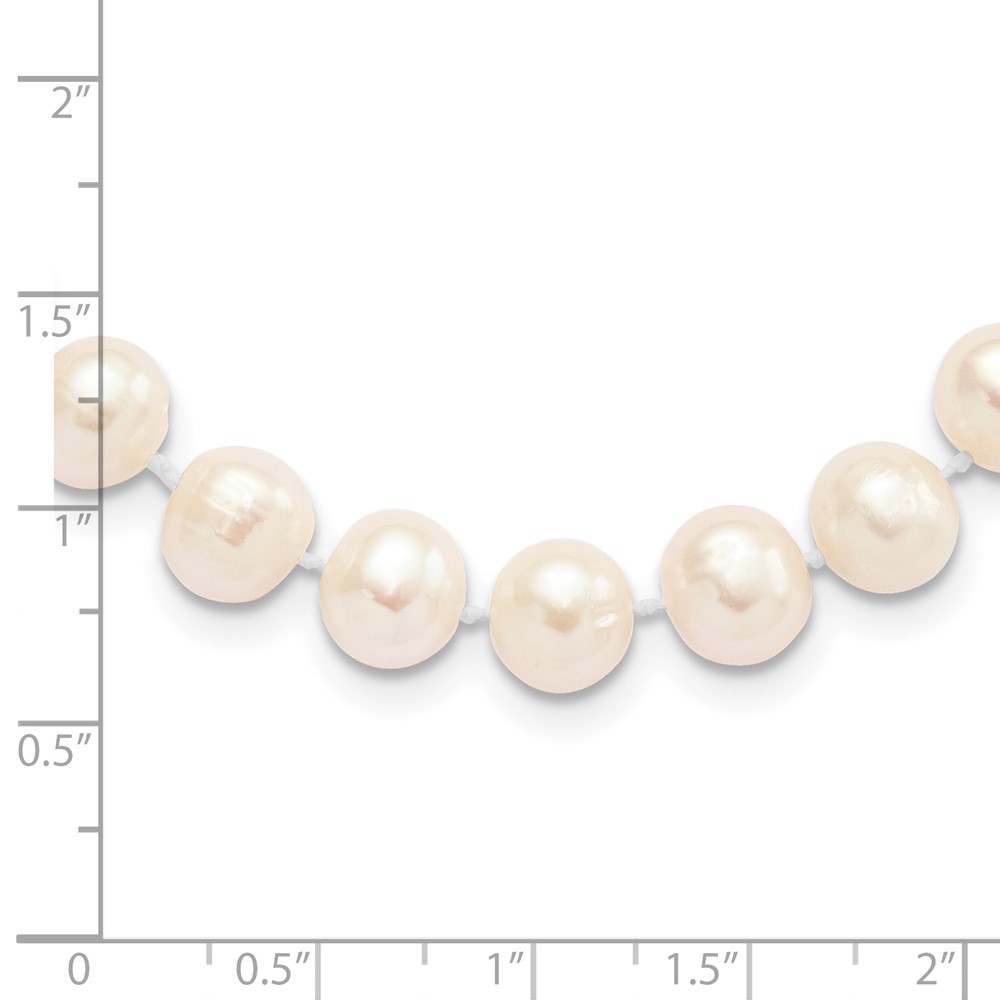 Sterling Silver Rhodium-plated 8-9mm White Near-Round Freshwater Cultured Pearl 16 inch Necklace (QH4728-16)