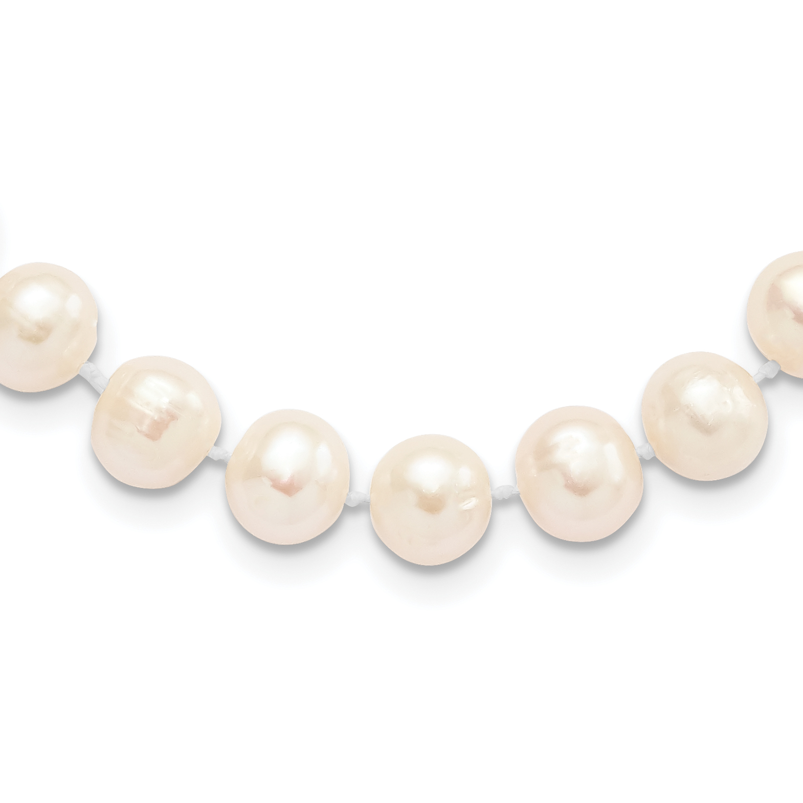 Sterling Silver Rhodium-plated 8-9mm White Near-Round Freshwater Cultured Pearl 16 inch Necklace (QH4728-16)