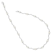 Sterling Silver Rhodium-plated 6-7mm White Near-Round Freshwater Cultured Pearl 18-Station Necklace, 18" view 2