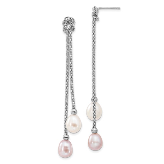 Sterling Silver FWC Pearl Knot Necklace and Earring Set