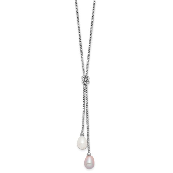 Sterling Silver FWC Pearl Knot Necklace and Earring Set