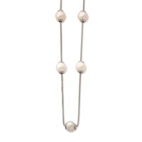 Sterling Silver 9-11mm Multi-color Freshwater Cultured Pearl Necklace with Ext., 2" view 2