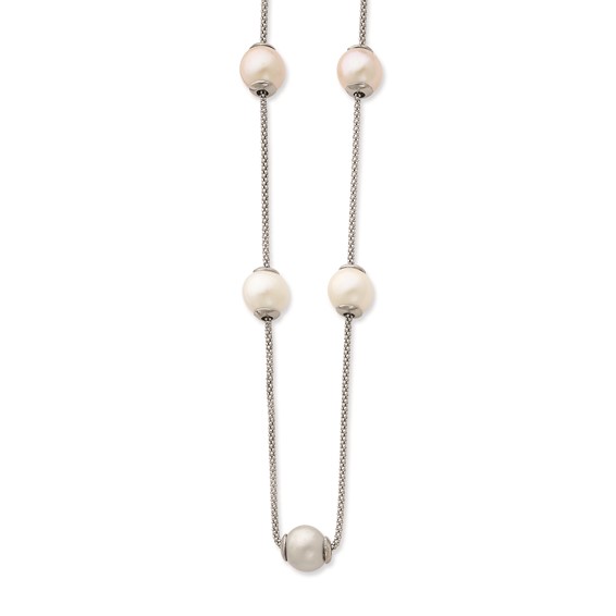 Sterling Silver 9-11mm Multi-color Freshwater Cultured Pearl w/ 2in ext. Necklace