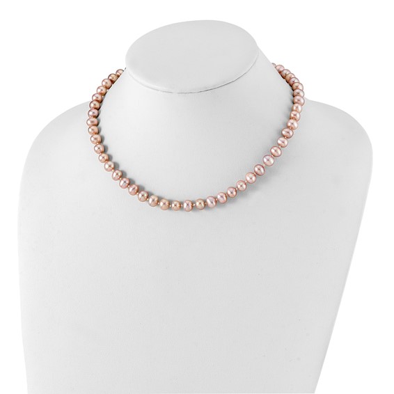 Sterling Silver Purple FW Cultured Pearl Necklaces