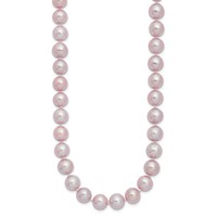 Sterling Silver Rhodium-plated 9-10mm Purple Near-Round Freshwater Cultured Pearl Necklace, 16" view 2