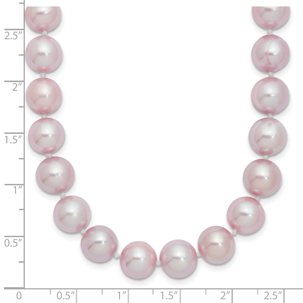 Sterling Silver Rhodium-plated 9-10mm Purple Near-Round Freshwater Cultured Pearl 24 inch Necklace (QH4761-24)