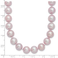 Sterling Silver Rhodium-plated 9-10mm Purple Near-Round Freshwater Cultured Pearl Necklace, 16" view 5