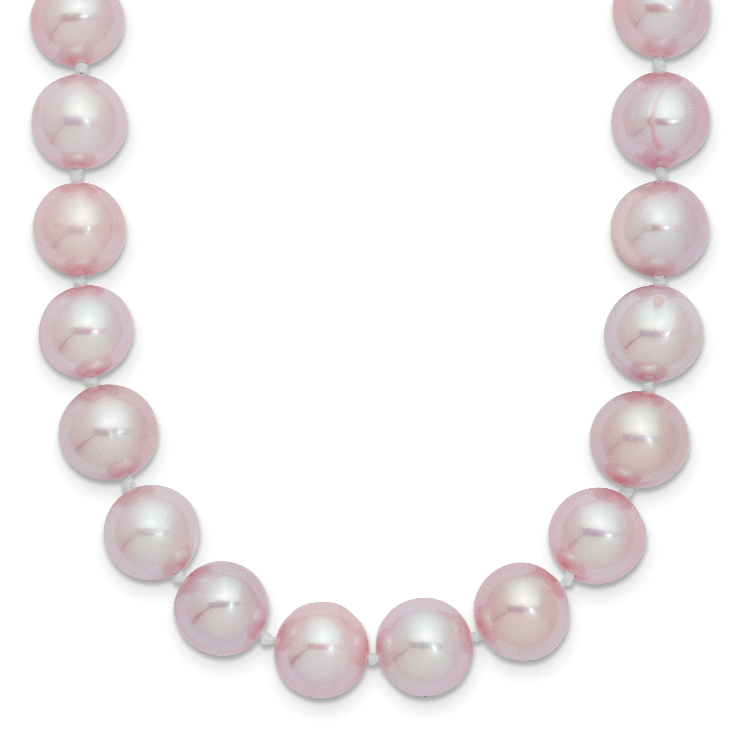 Sterling Silver Rhodium-plated 9-10mm Purple Near-Round Freshwater Cultured Pearl 24 inch Necklace (QH4761-24)