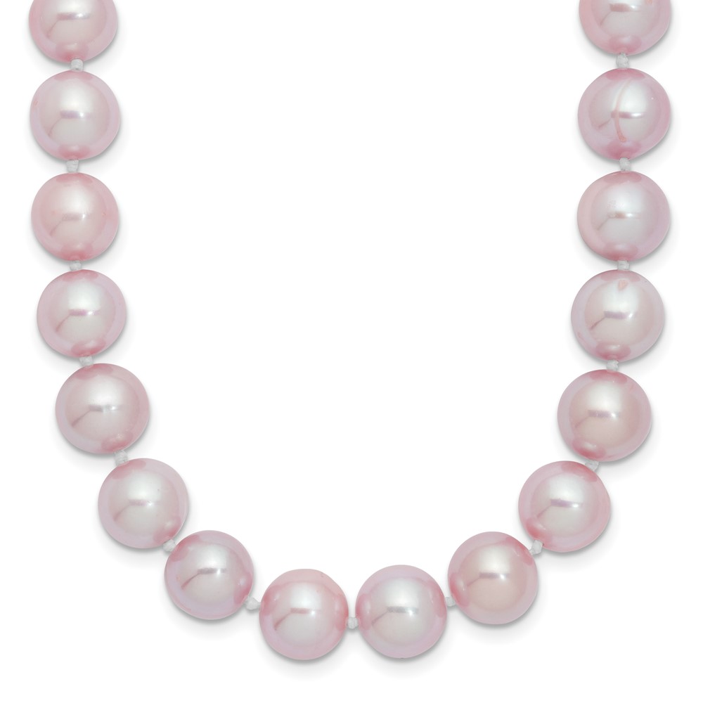 Sterling Silver Rhodium-plated 9-10mm Purple Near-Round Freshwater Cultured Pearl 24 inch Necklace (QH4761-24)