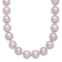 Sterling Silver Rhodium-plated 9-10mm Purple Near-Round Freshwater Cultured Pearl Necklace, 16" view 1