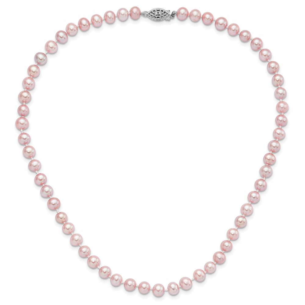 Sterling Silver Rhodium-plated 6-7mm Purple Near-Round Freshwater Cultured Pearl 20 inch Necklace (QH4763-20)