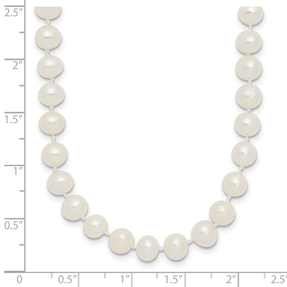 Sterling Silver Rhodium-plated 5-6mm White Near-Round Freshwater Cultured Pearl 28 inch Necklace (QH4769-28)