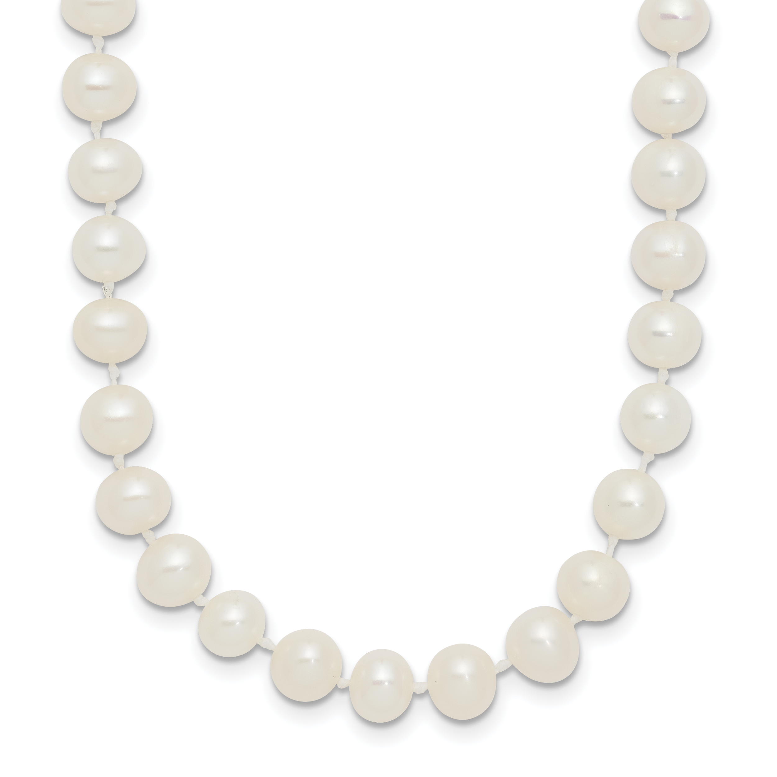 Sterling Silver Rhodium-plated 5-6mm White Near-Round Freshwater Cultured Pearl 16 inch Necklace (QH4769-16)