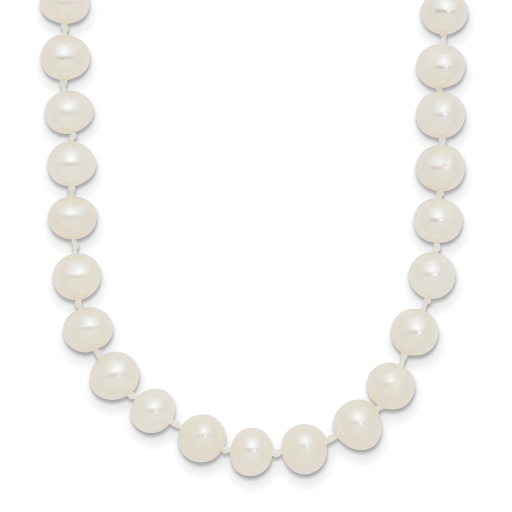 Sterling Silver Rhodium-plated 5-6mm White Near-Round Freshwater Cultured Pearl 28 inch Necklace (QH4769-28)