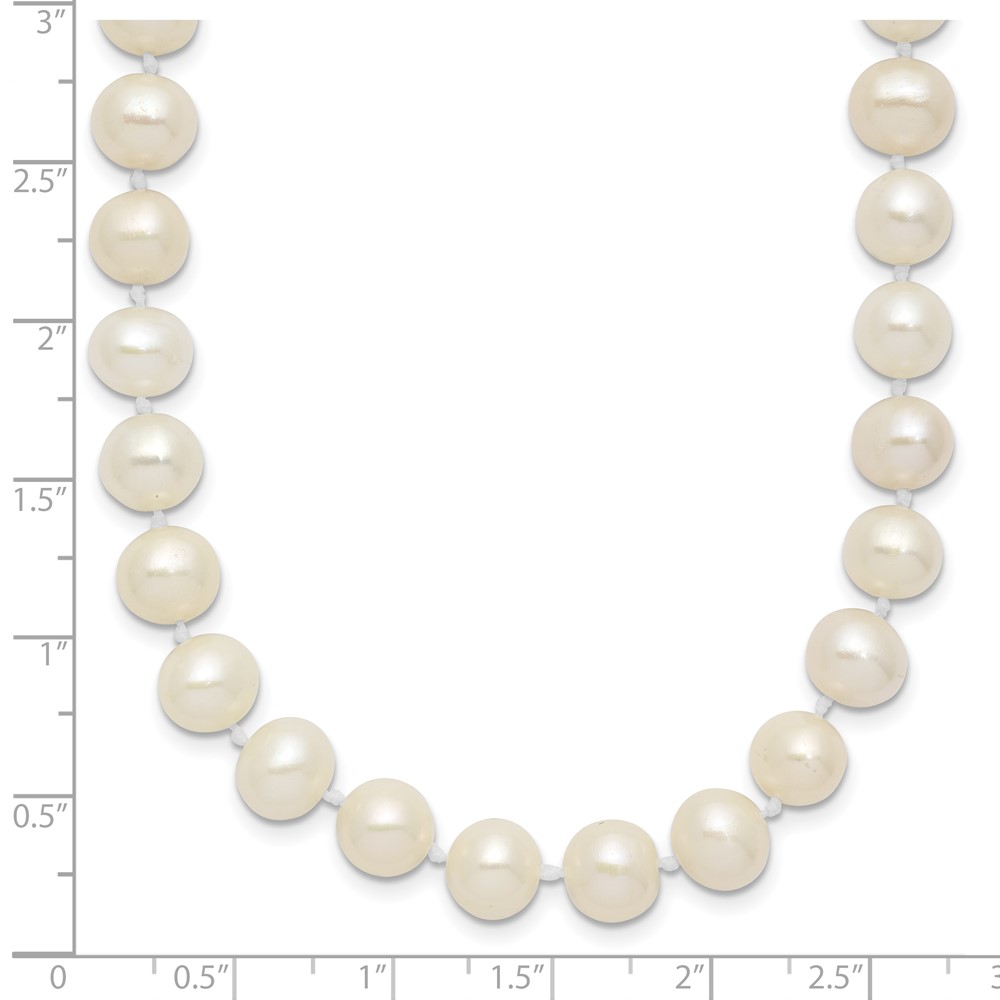 Sterling Silver Rhodium-plated 7-8mm White Near-Round Freshwater Cultured Pearl 18 inch Necklace (QH4778-18)