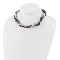 Sterling Silver Rhodium 5-6mm Fwc Semi Round Pearl Necklace with Ext., 2" view 4