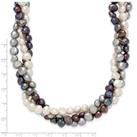 Sterling Silver Rhodium 5-6mm Fwc Semi Round Pearl Necklace with Ext., 2" view 3