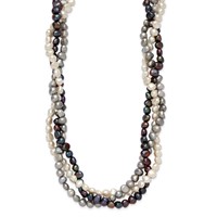 Sterling Silver RH 6-7mm White Black Silver Fwc Pearl Necklace with Ext., 2" view 2