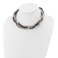 Sterling Silver RH 6-7mm White Black Silver Fwc Pearl Necklace with Ext., 2" view 4