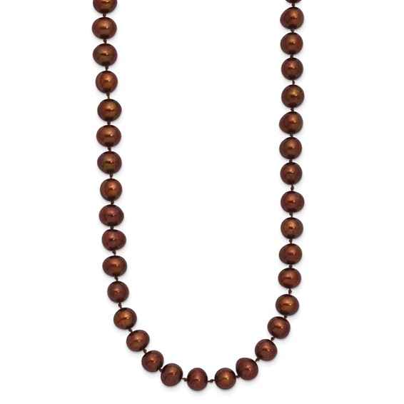 Sterling Silver Rhodium-plated Coffee Brown FWC Pearl Necklaces