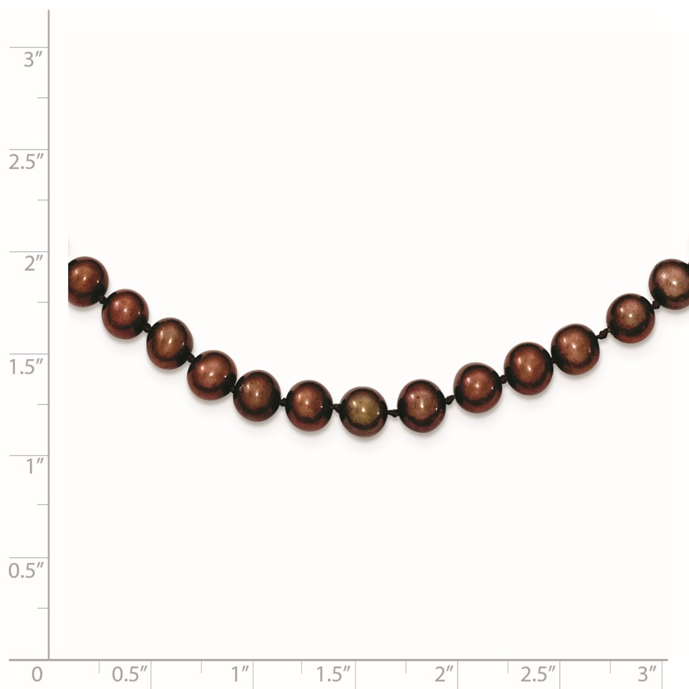 Sterling Silver Rhodium-plated 6-7mm Brown Near-Round Freshwater Cultured Pearl 16 inch Necklace (QH4817-16)