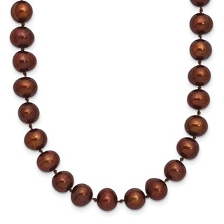 Sterling Silver Rhodium-plated Coffee Brown FWC Pearl Necklaces