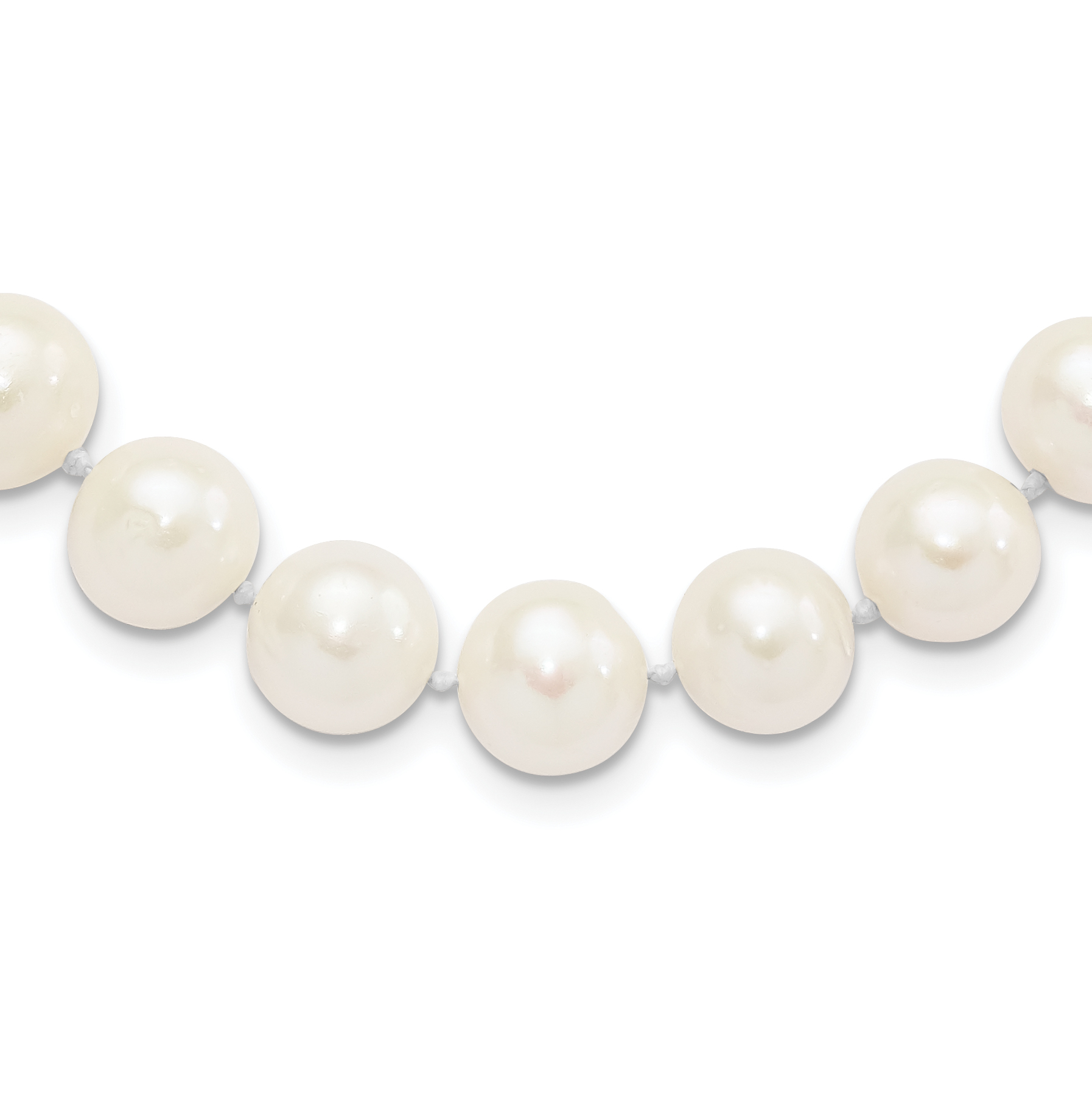 Sterling Silver Rhodium-plated 10-11mm White Near-Round Freshwater Cultured Pearl 16 inch Necklace (QH4828-16)