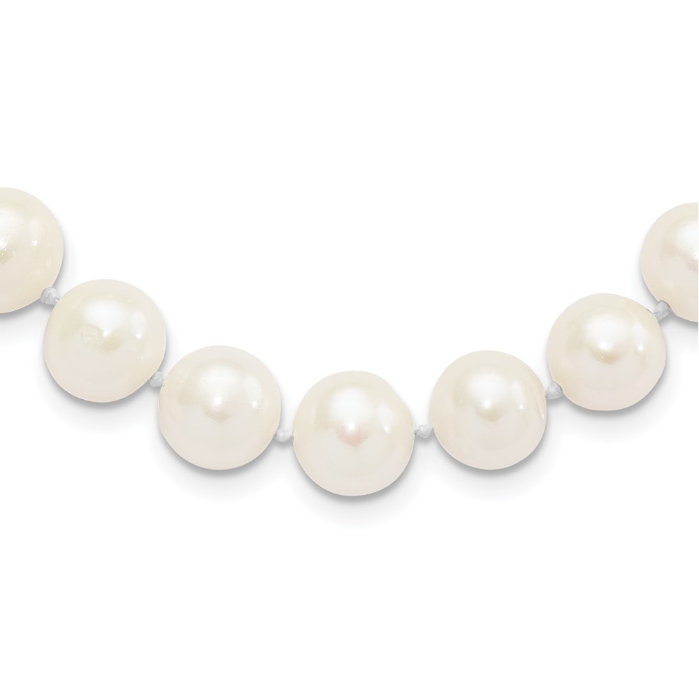 Sterling Silver Rhodium-plated 10-11mm White Near-Round Freshwater Cultured Pearl 16 inch Necklace (QH4828-16)