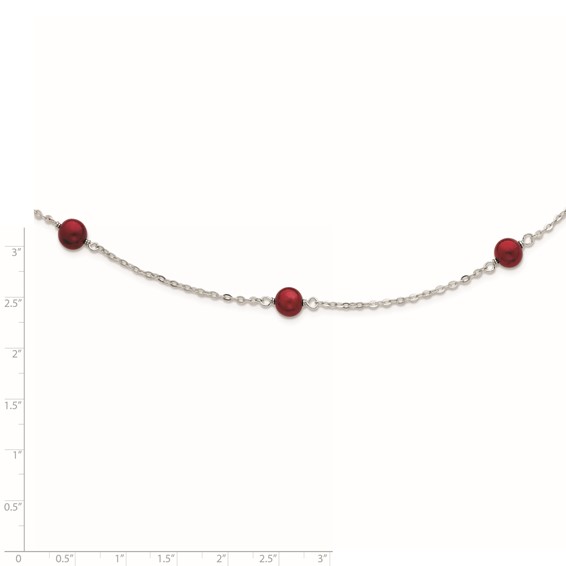 Sterling Silver 7-8mm Brgndy FW Cultured Pearl w/2in ext. Necklace