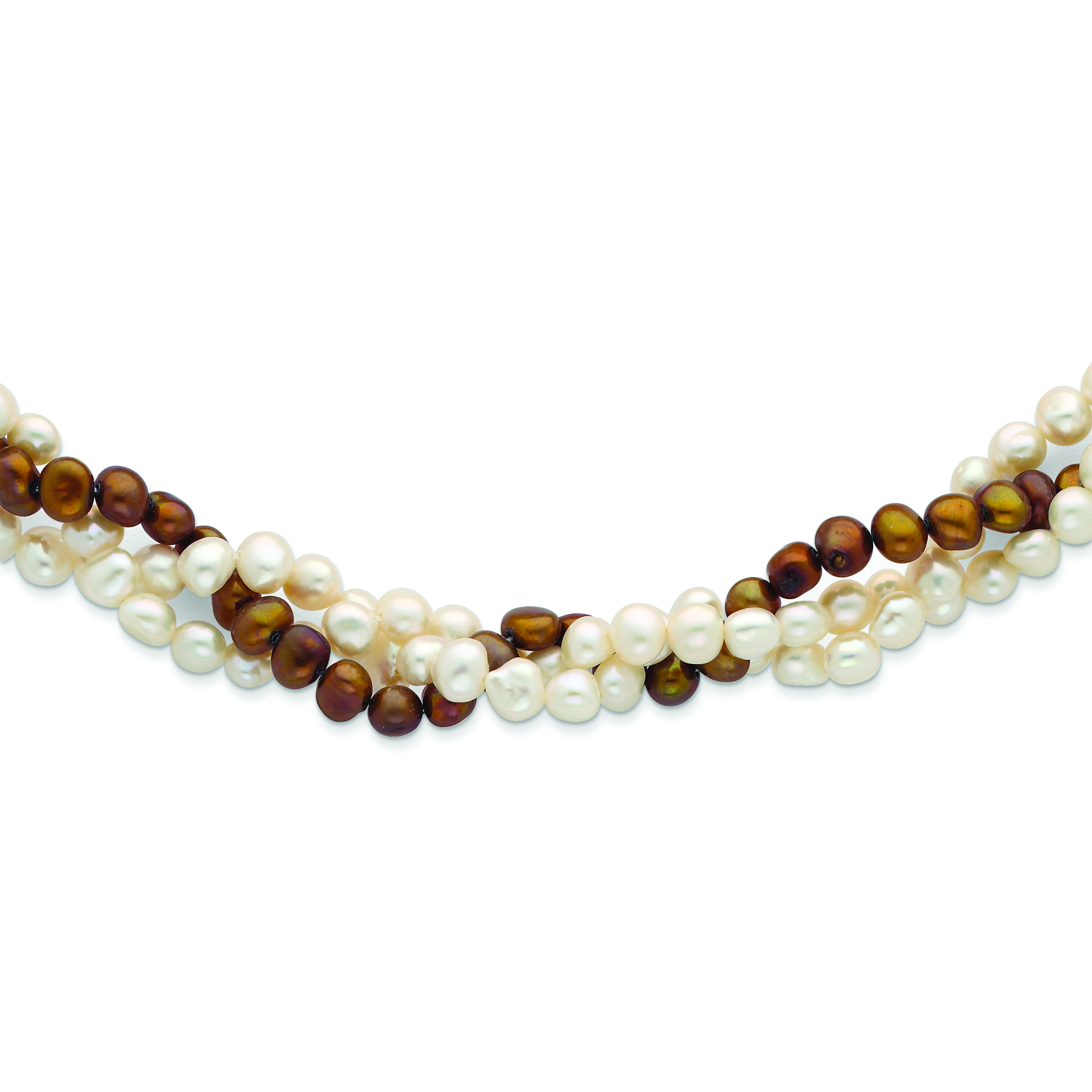 17 Inch 925 Sterling Silver Rhod-plat 6-7mm White Button Freshwater Cultured Pearl Necklace