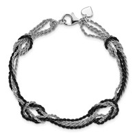 Sterling Silver Rhodium & Ruthenium-plated Fancy Knot Bracelet view 4