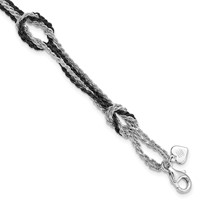 Sterling Silver Rhodium & Ruthenium-plated Fancy Knot Bracelet view 1
